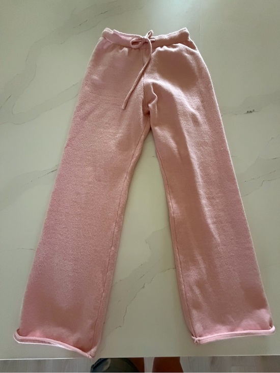 Pants - Knitted Pink Drawstring Lounge Pants